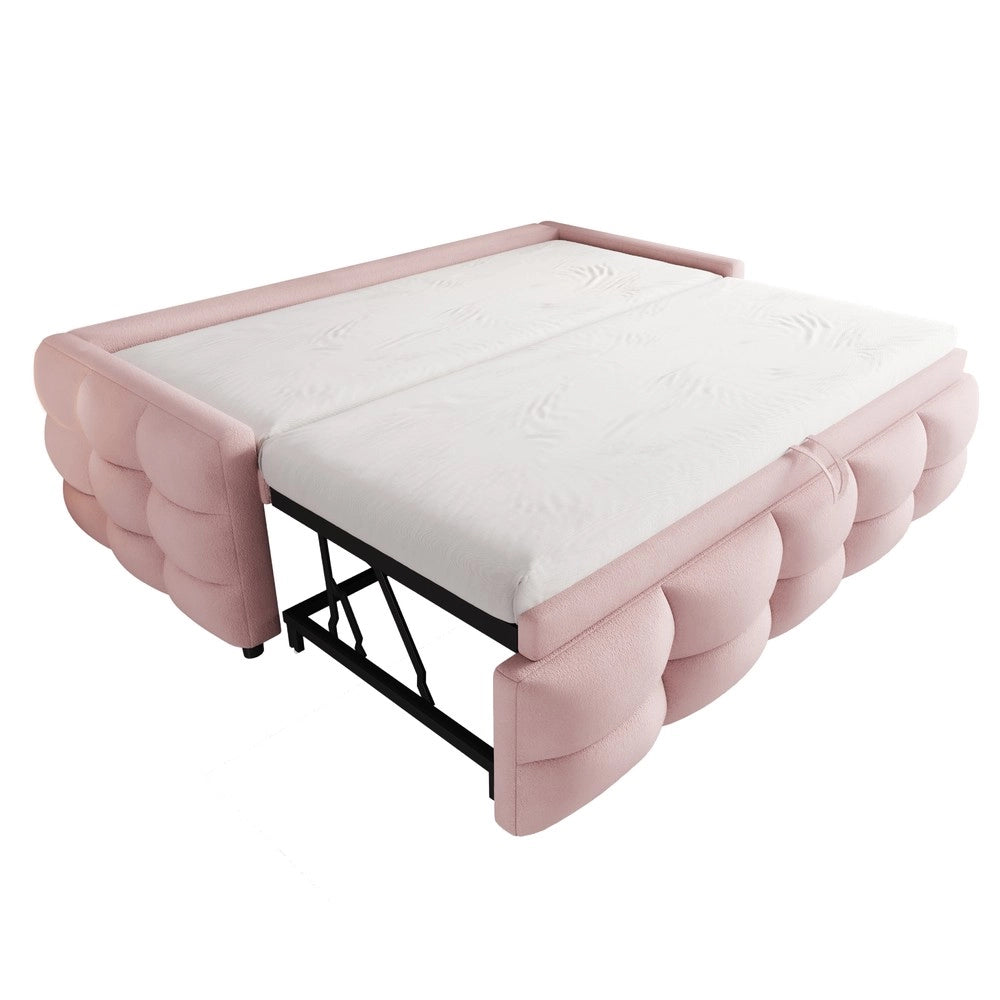 Letto Imbottito Estraibile Singolo/Matrimoniale ¨C Xylo ¨C Velluto Rosa, 90x190/180x190, con Rete a Doghe