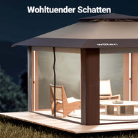 Gazebo pieghevole con zanzariera, beige 4 x 4 m, impermeabile, UV 50+, Tendone per feste