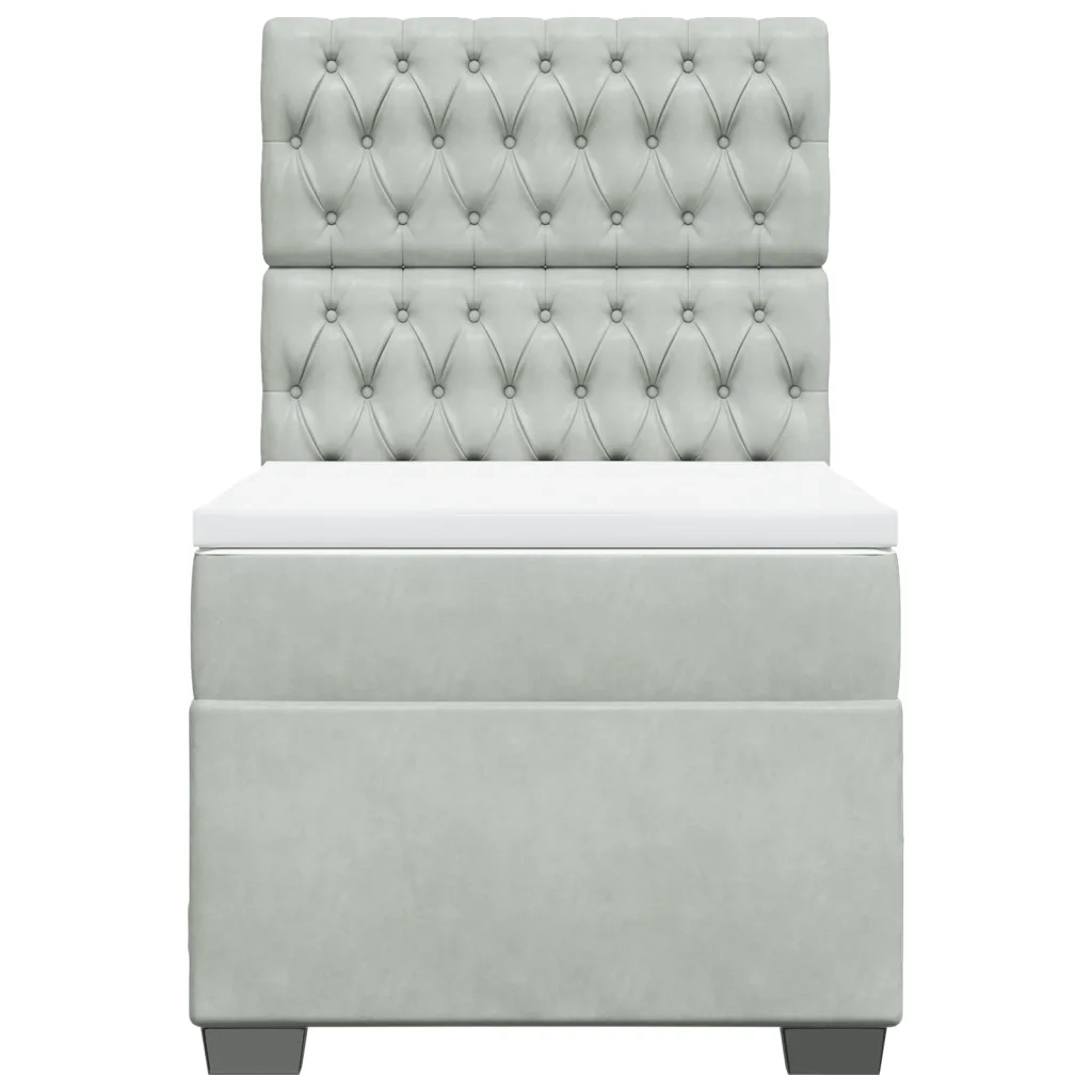 Giroletto a Molle con Materasso Grigio Chiaro 90x190 cm Velluto