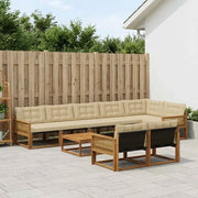 Set di divani da esterno con cuscino 9 pcs Naturale e Beige