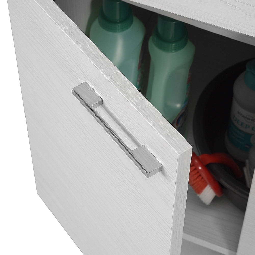Mobile lavatoio 75x60cm bianco frassino con due ante e vasca in ceramica Revine