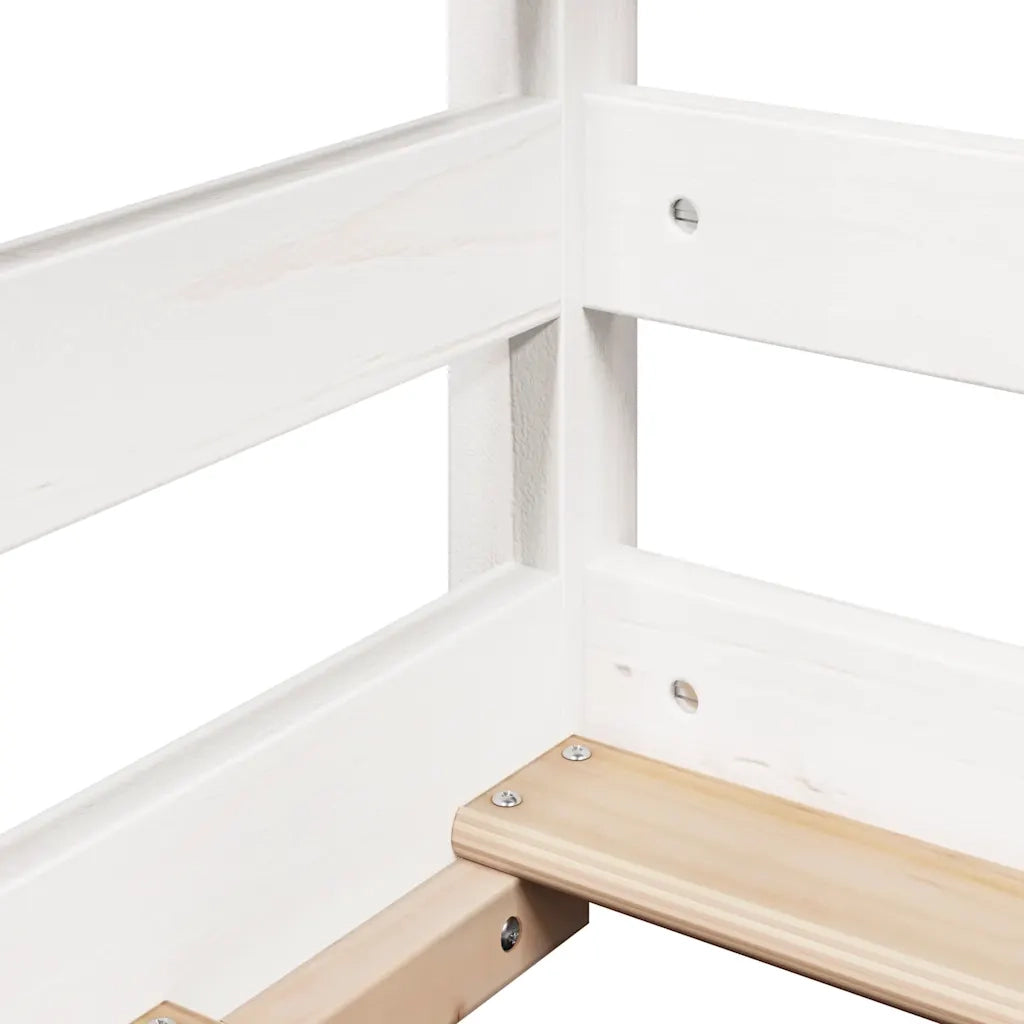 Letto Bambini | Letto Infantile | Lettino con Tetto Bianco 100x200 cm Legno Massello Pino