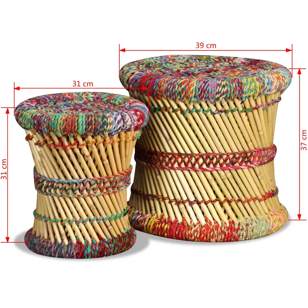 Sgabello con Motivi Chindi 2 pz Multicolore in Bamb¨´ CFW8211226