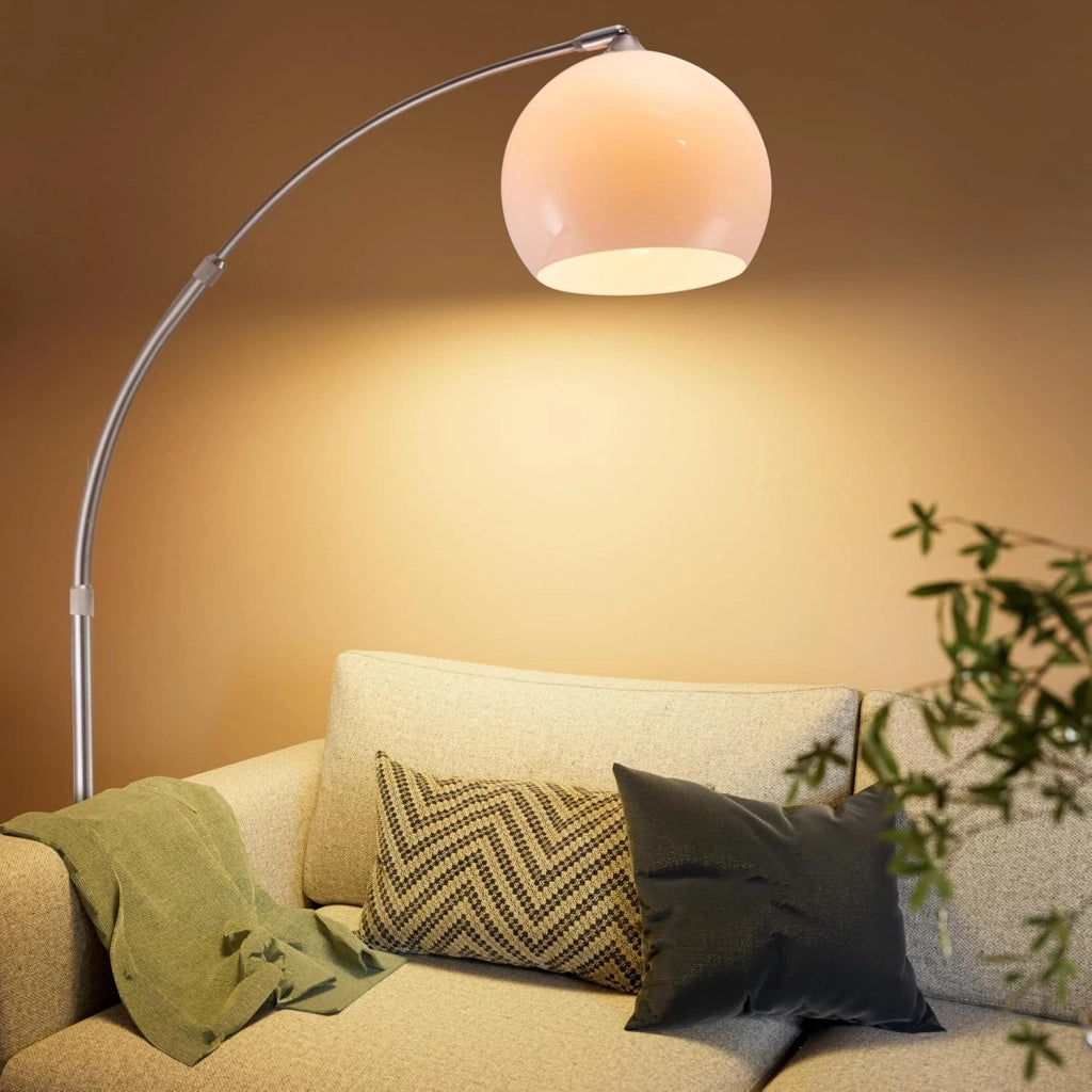 Lampada da Terra Altezza Regolabile 190-210 Base Marmo Acciaio Inox Piantana ad Arco Orientabile Salotto Soggiorno