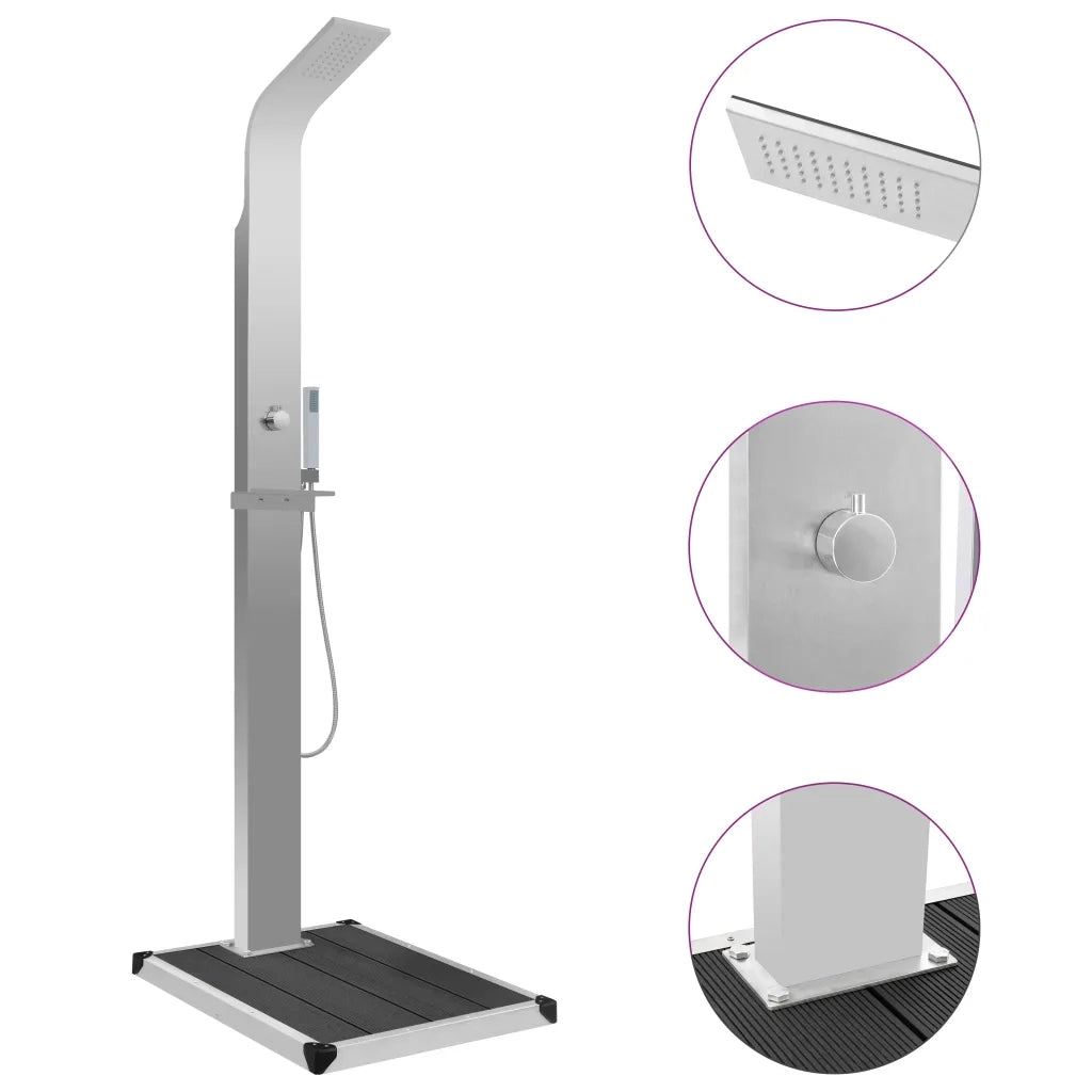 Doccia da Esterno con Piatto in WPC Acciaio Inossidabile cod mxl 50700