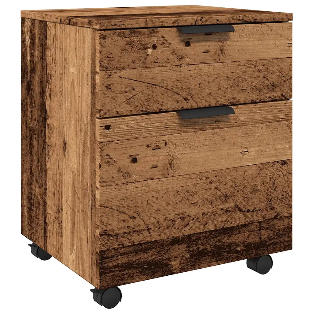 Schedario con Ruote Legno Antico 45x38x54 cm Legno Multistrato 856949