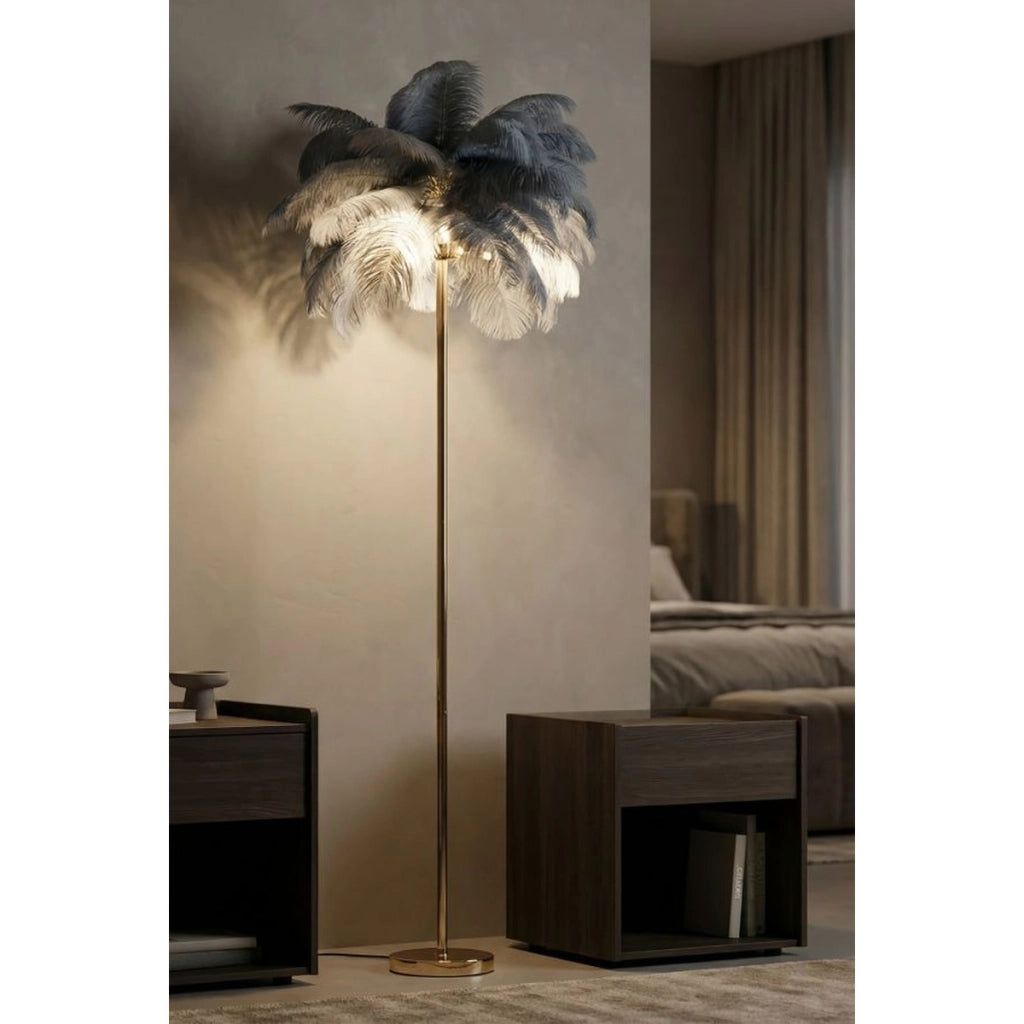 Lampada da Terra Piume 8, Grigio, Metallo, 55x55x160 cm