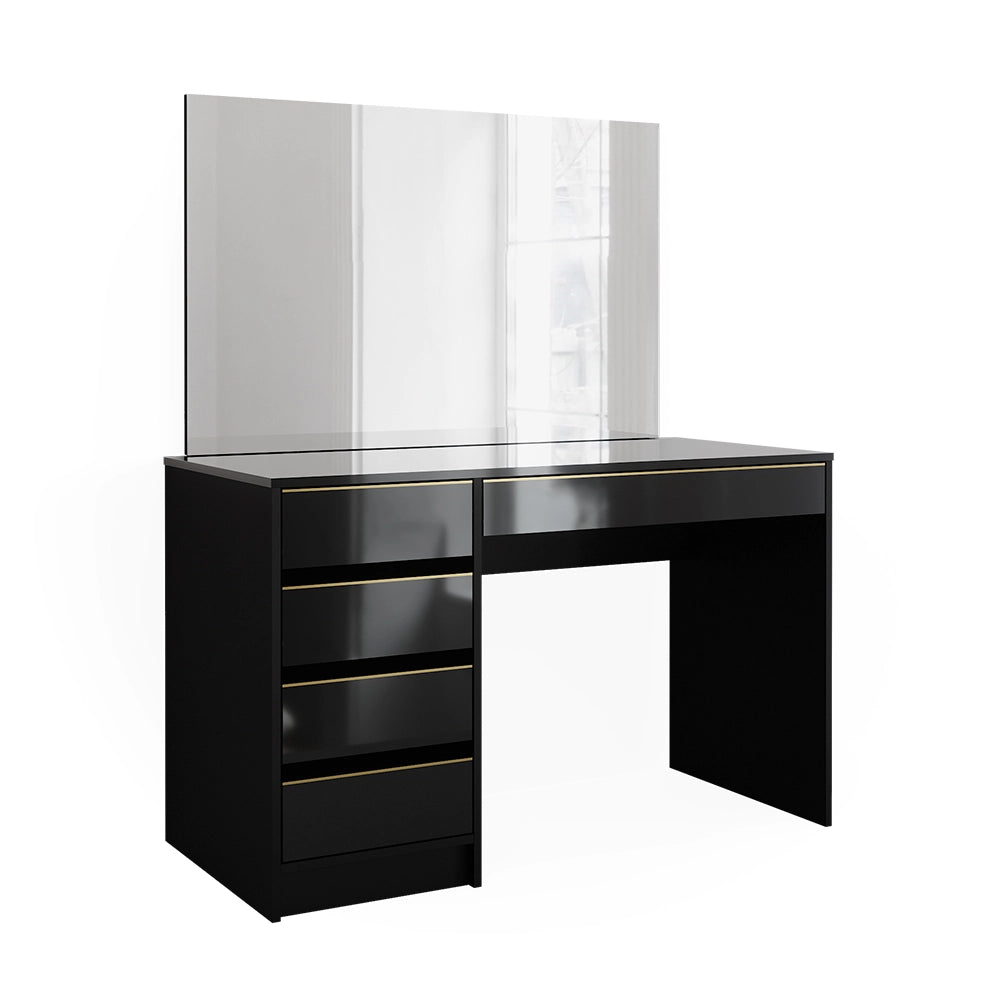 Vicco Tavolo da toilette Nero/oro 55 cm con specchio
