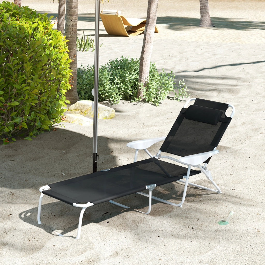 Sdraio pieghevole da giardino con cuscino ¨C zephmum ¨C nero