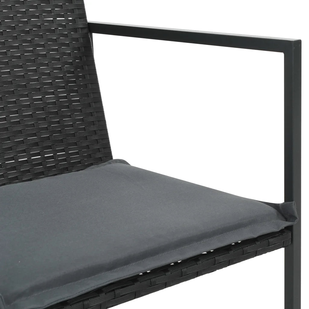 Set da Pranzo da Giardino 5 pz con Cuscini in Polyrattan Nero  cod mxl 37913