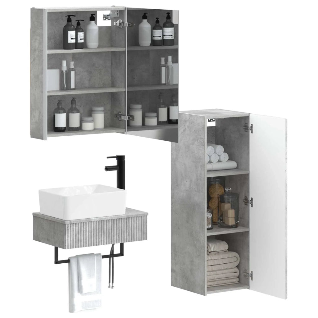Set di mobili per il bagno 4 pcs Grigio Cemento 3407402