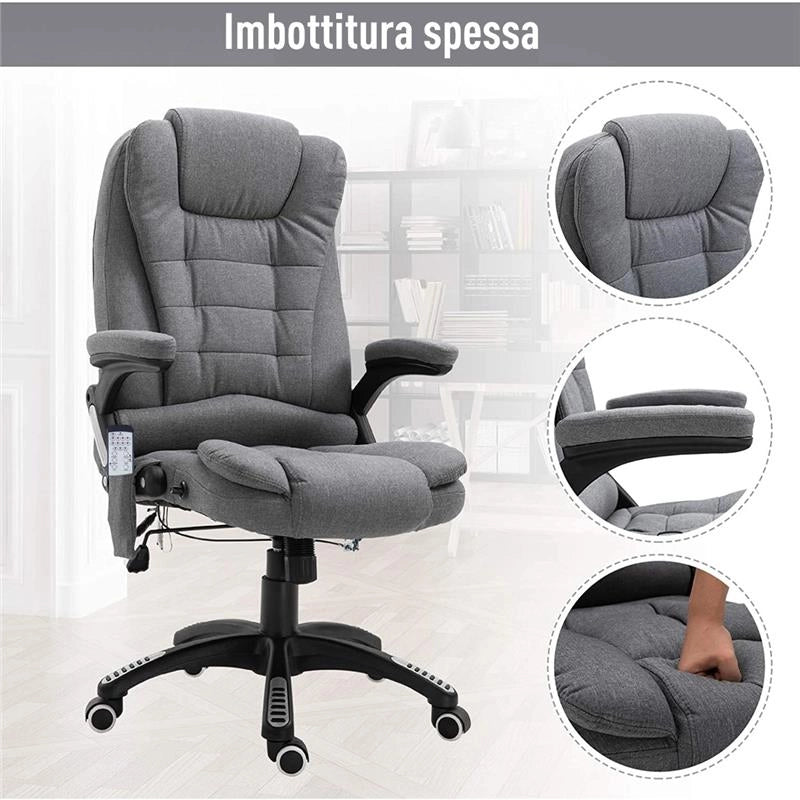 POLTRONA RELAX PER UFFICIO E CASA CON SETTE PUNTI DI MASSAGGIO GRIGIA