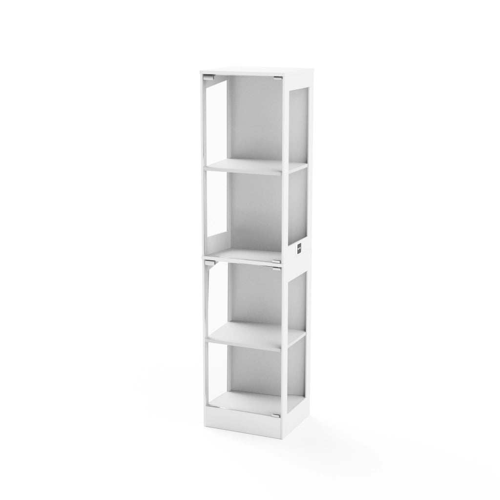 Vetrina a 4 Ripiani con Luci LED e Ante in Vetro ¨C MINIMAL ¨C Bianco 40x35x165