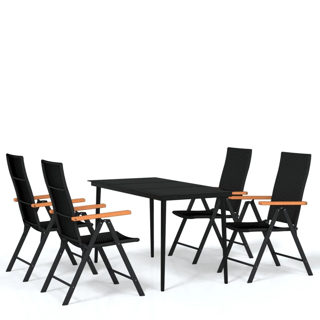 Set Mobili da Pranzo per Giardino 5 pz Nero cod mxl 41196