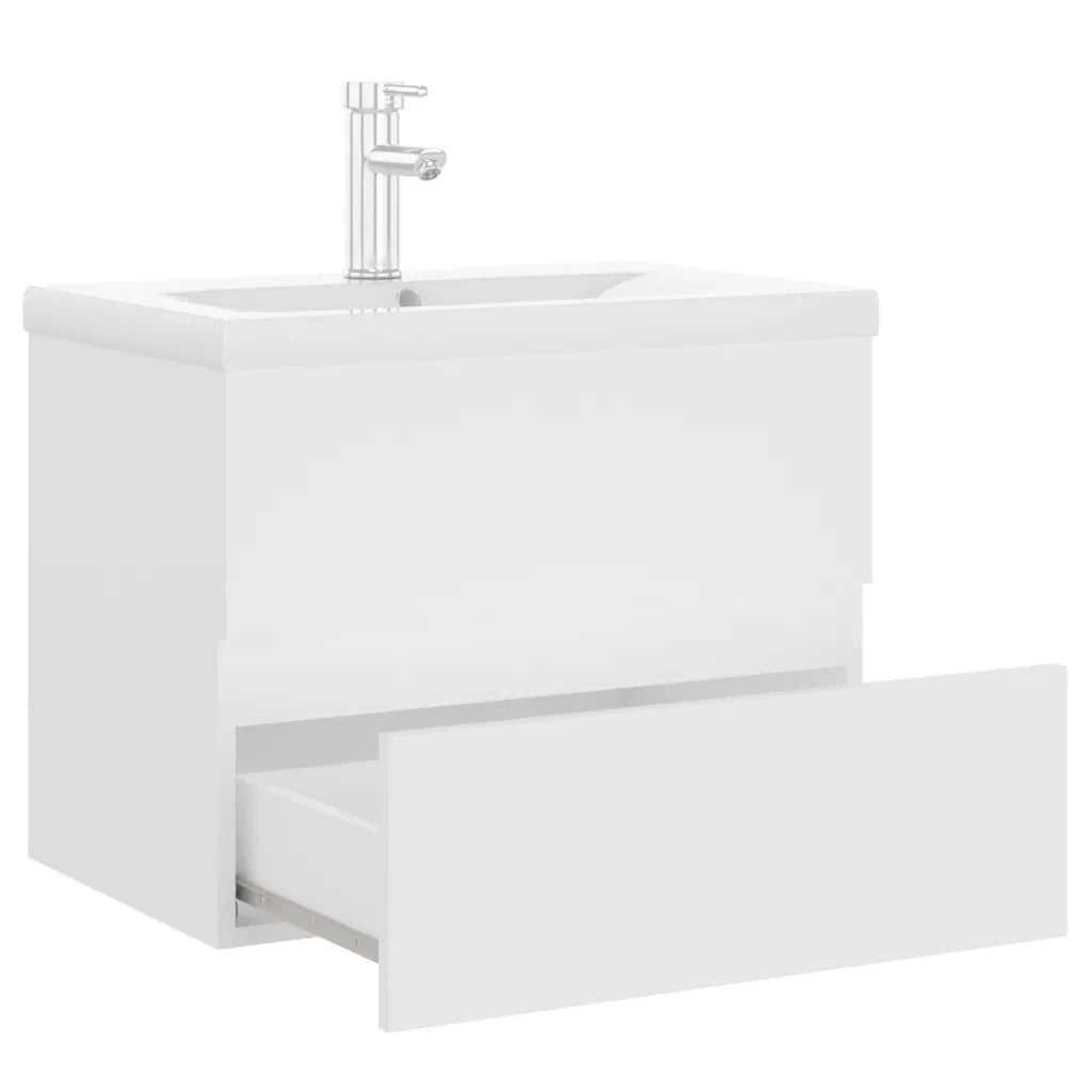 Mobile con Lavabo Integrato Bianco in Legno Multistrato 3071630