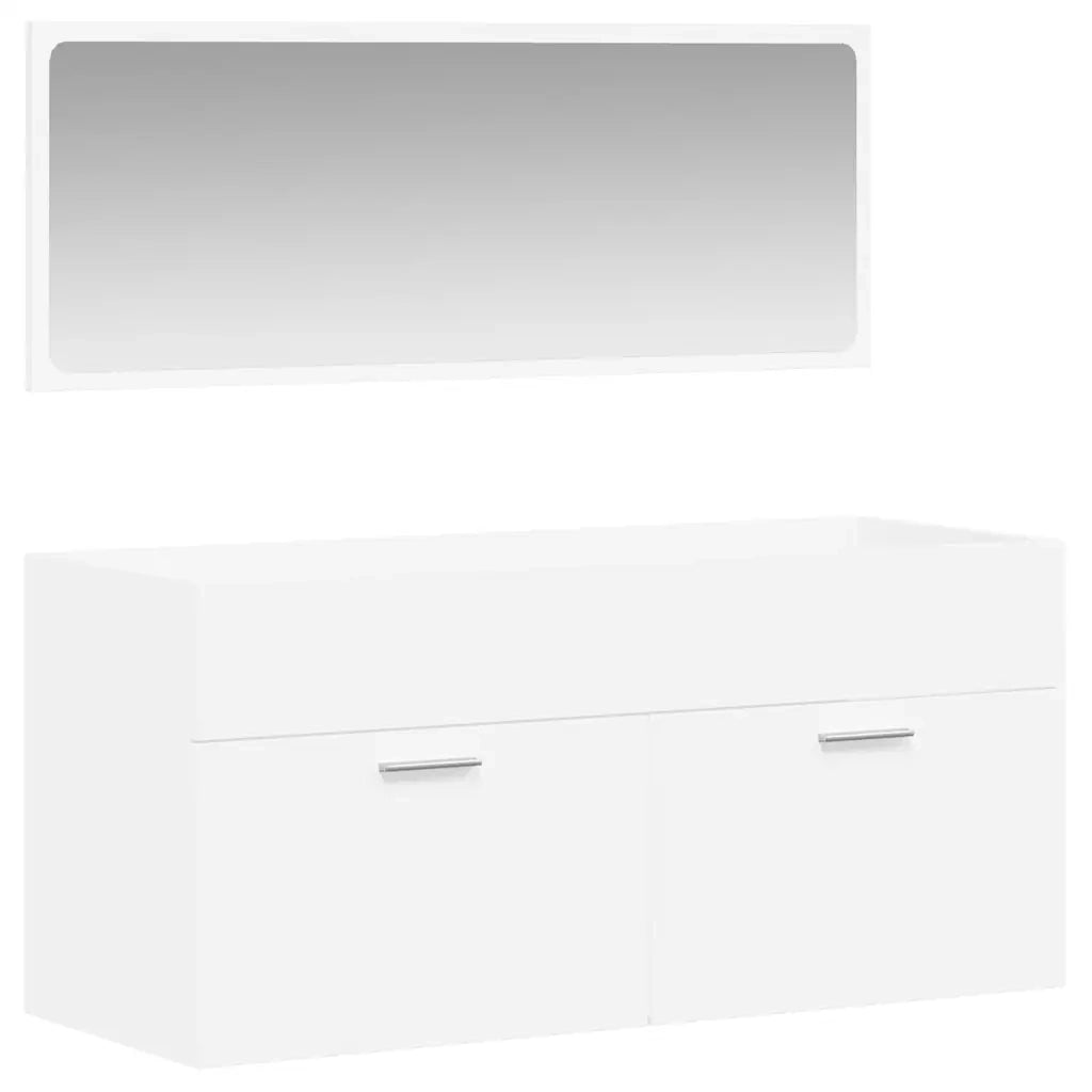 Mobile da Bagno con Specchio Bianco in Legno Multistratocod mxl 87816