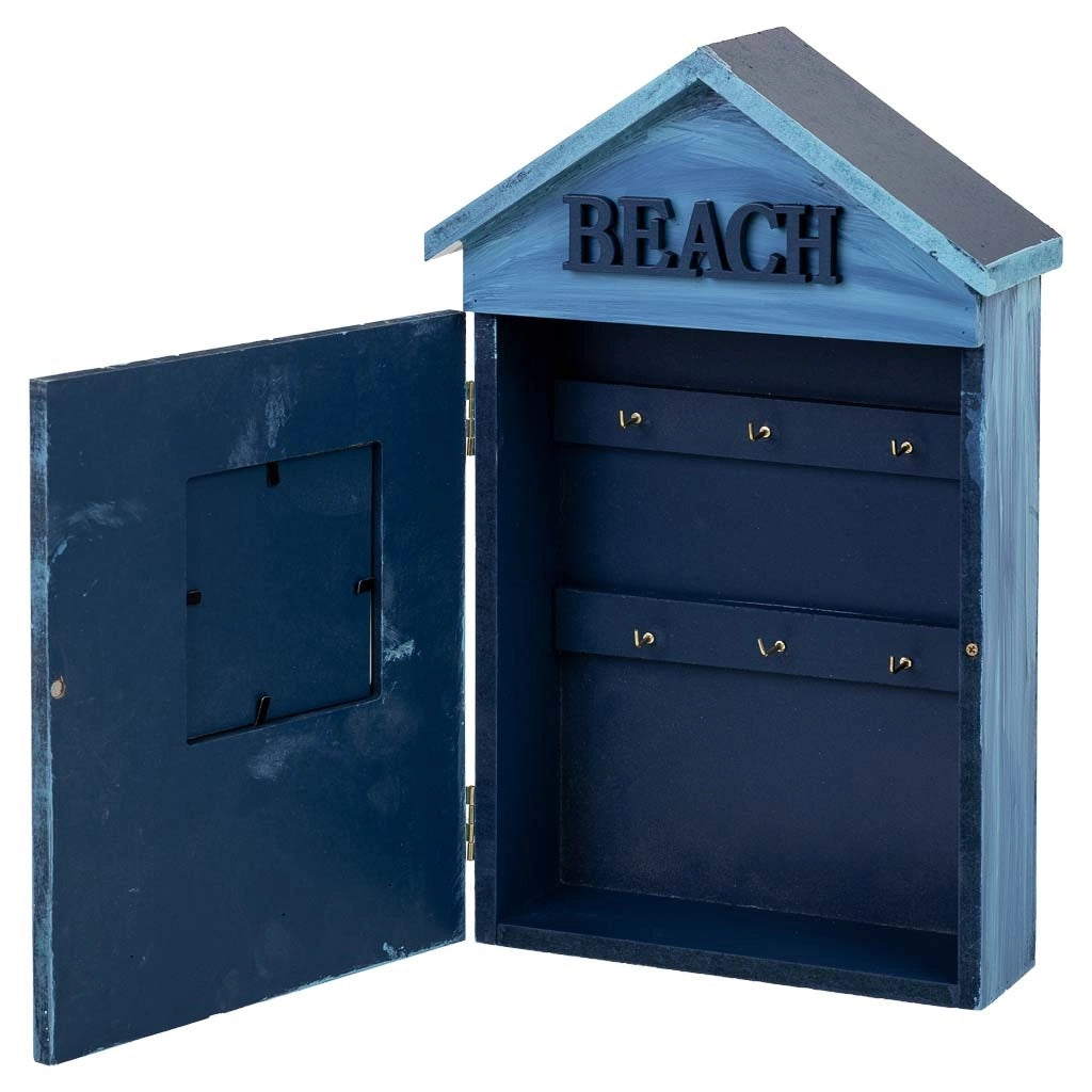 Cassetta portachiavi in ​​legno blu, 20x8x30h cm