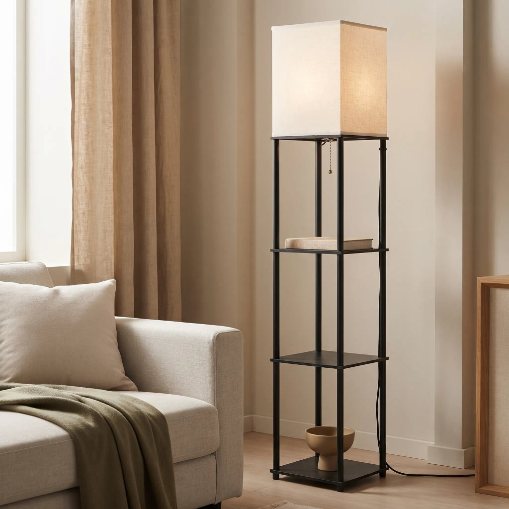 Lampada Da Terra Jnh050-1f White Con Ripiani