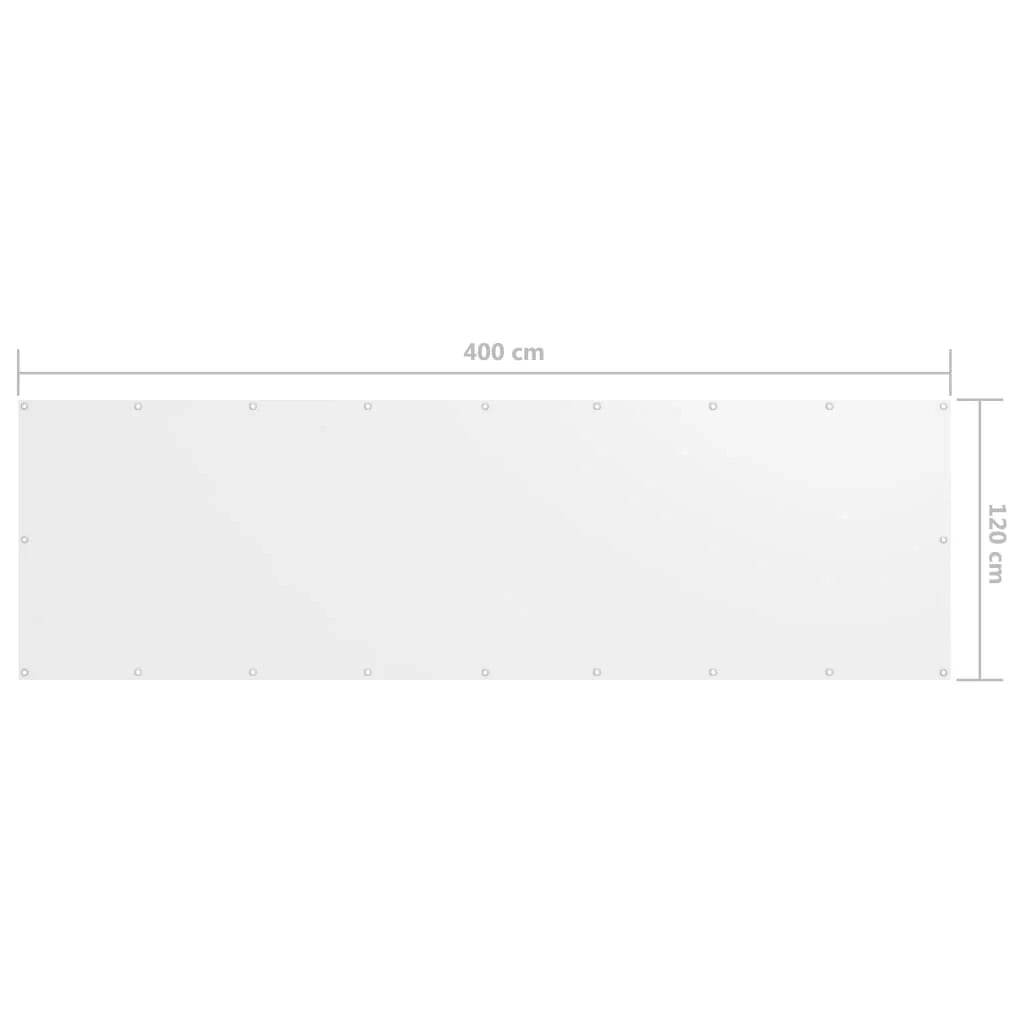 Schermo per balcone schermo per la privacy 120 x 400 cm tessuto Oxford bianco 02_0010043