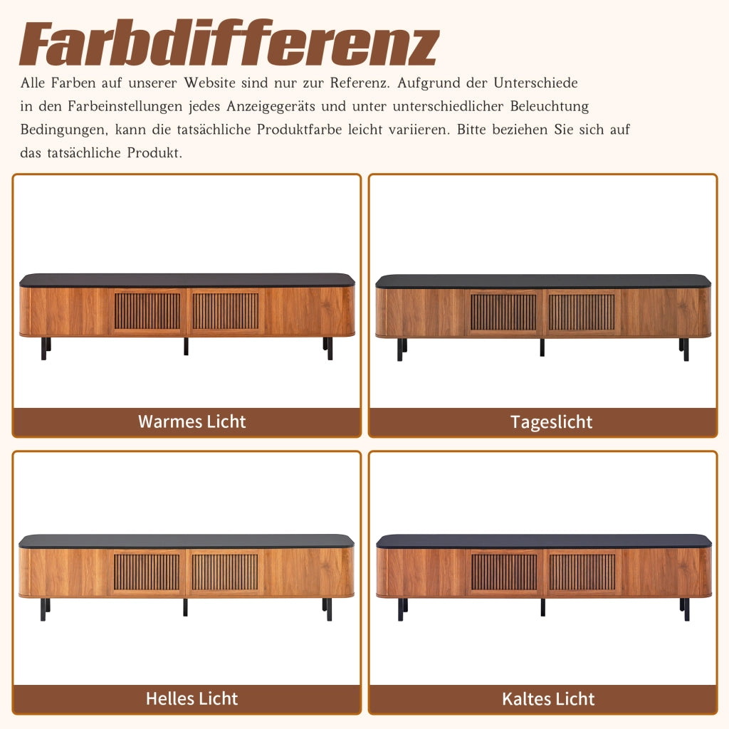 Mobile porta TV moderno con ante a griglia e ampi scomparti in MDF e pannello truciolare noce 190 × 35 × 45 cm