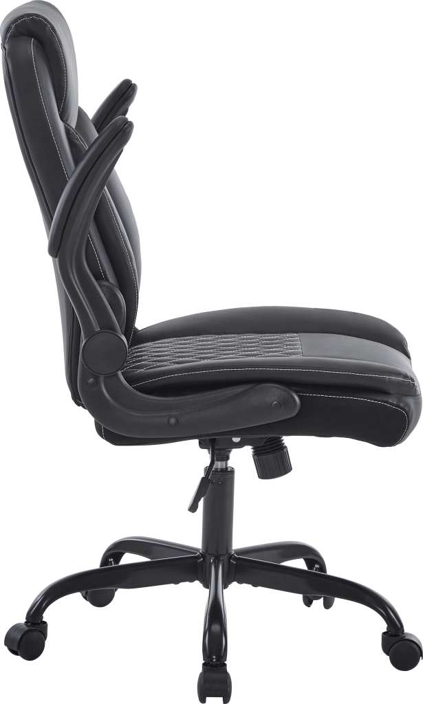 Sedia da ufficio ergonomica con supporto lombare e braccioli ribaltabili seduta imbottita in pelle nera