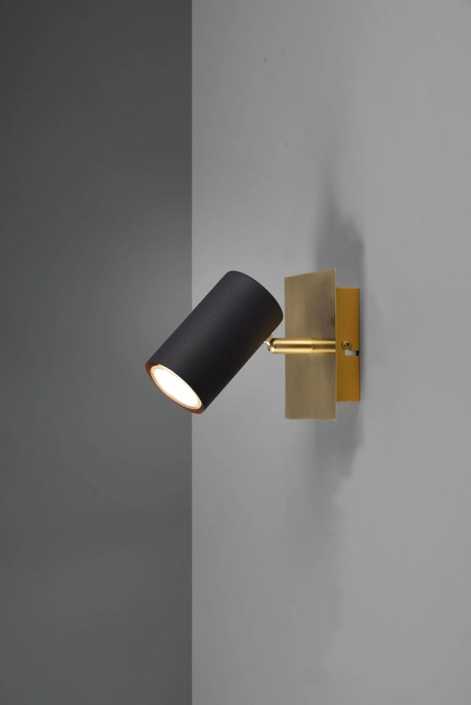 MARLEY SPOT BASE ORO CON CILINDRO NERO L. 15CM 1 LUCE ATTACCO GU10