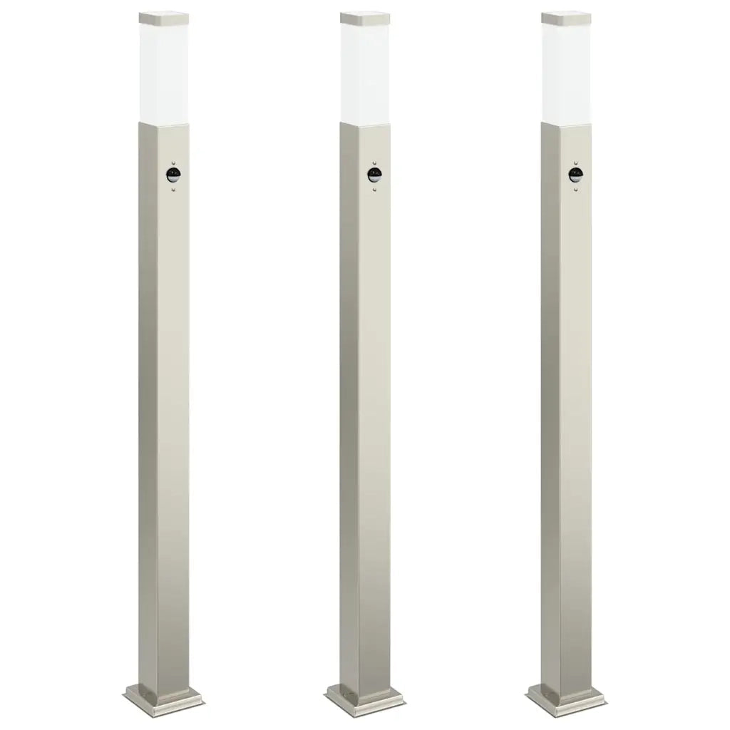 Lampioni a paletto con sensore 3 pz 110 cm Acciaio Inox IP44 4006058