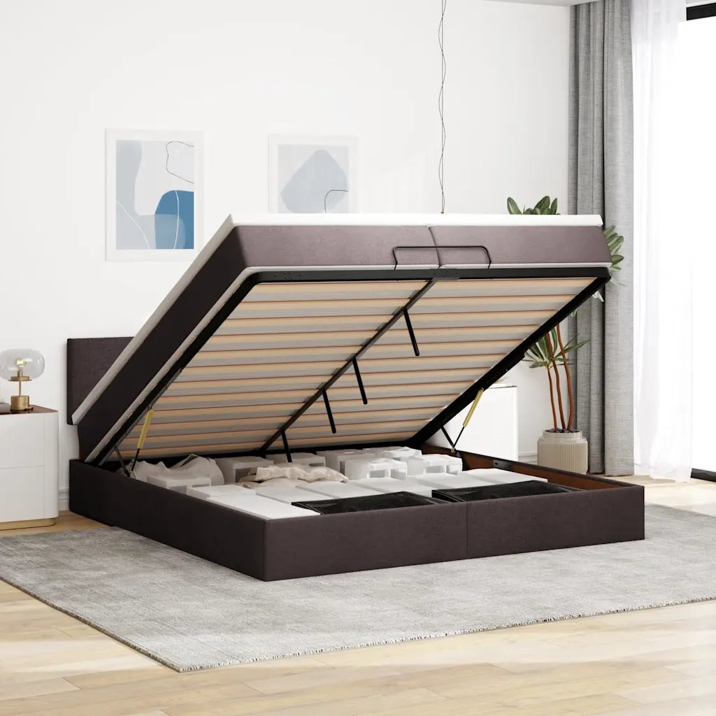 Struttura Letto Pouf con Materassi 200x200 cm in Tessuto 3312253