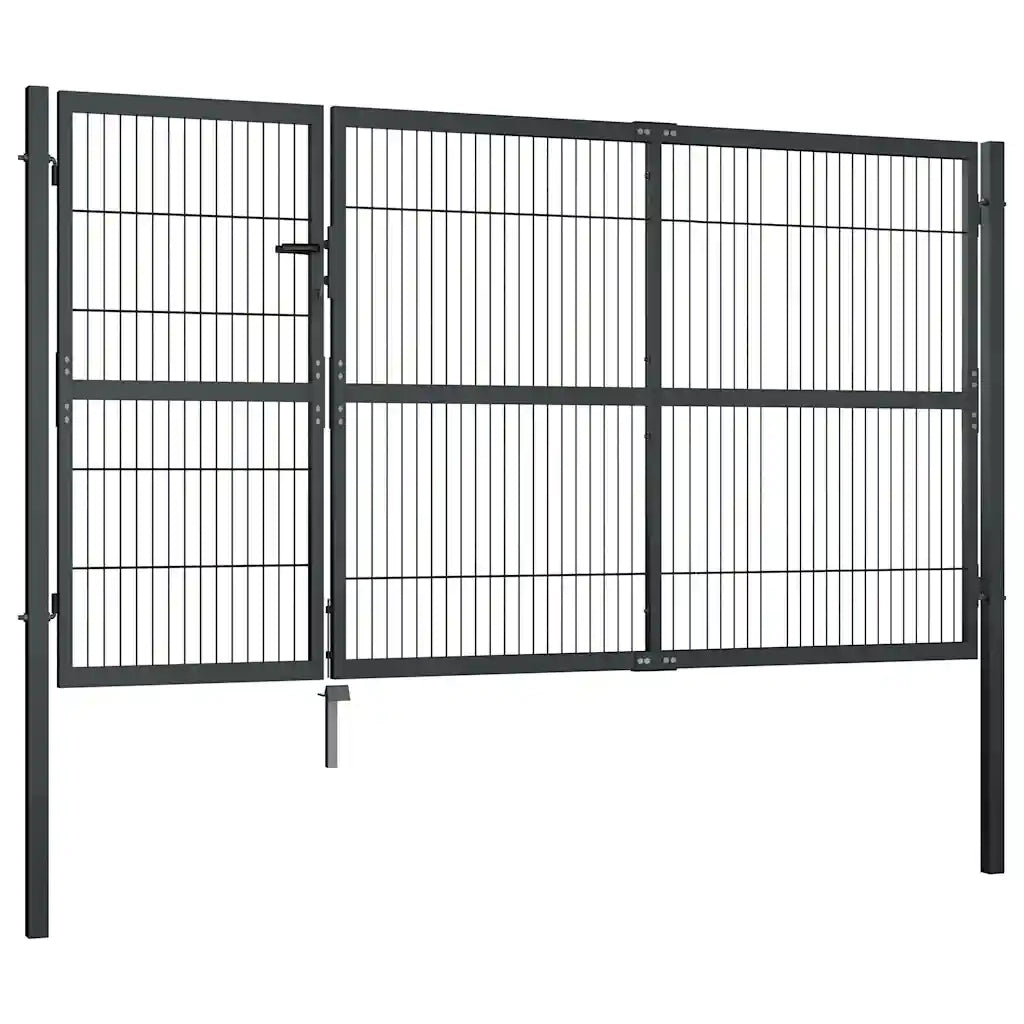 Cancello di Recinzione con Pali in Acciaio 350x140 cm Antracite 144401