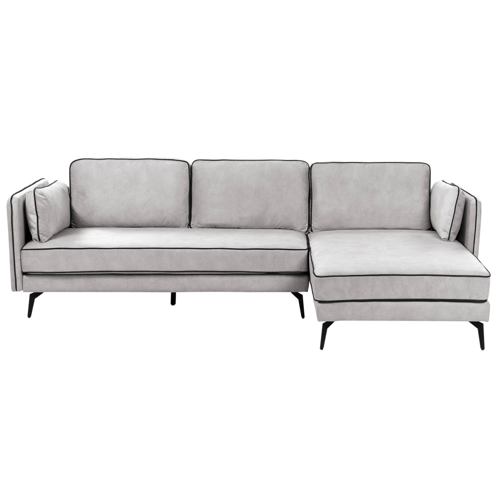 Divano 3 posti angolare regolabile lato sinistro in velluto grigio stile moderno design classico