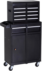 Carrello di lavoro con 5 carichi - ruote 360° - antiscivolo - nero