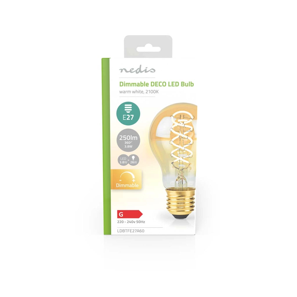 Lampadina a filamento LED E27 A60 3,8W 250lm 2100K Dimmerabile Vintage Dorato Nedis