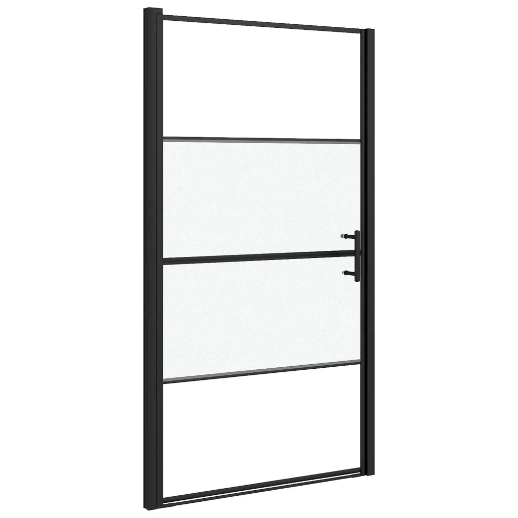 Parete Doccia 100x178 cm Vetro Temperato Semi Smerigliato Nero CFW2351002