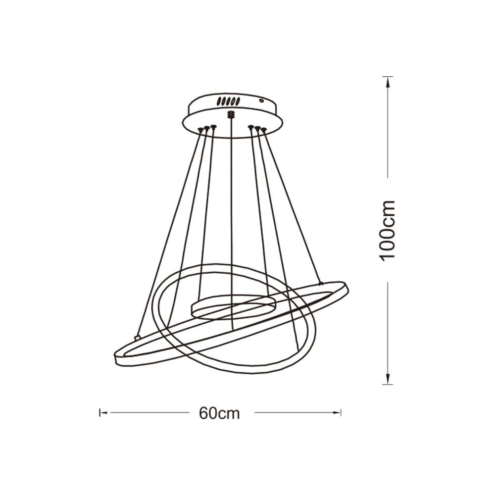 Lampadario LED Moderno a Sospensione con 3 Anelli, 51W 4080LM, CCT Switch luce calda, fredda e naturale, Lampada da Soffitto per Soggiorno Sala da Pranzo