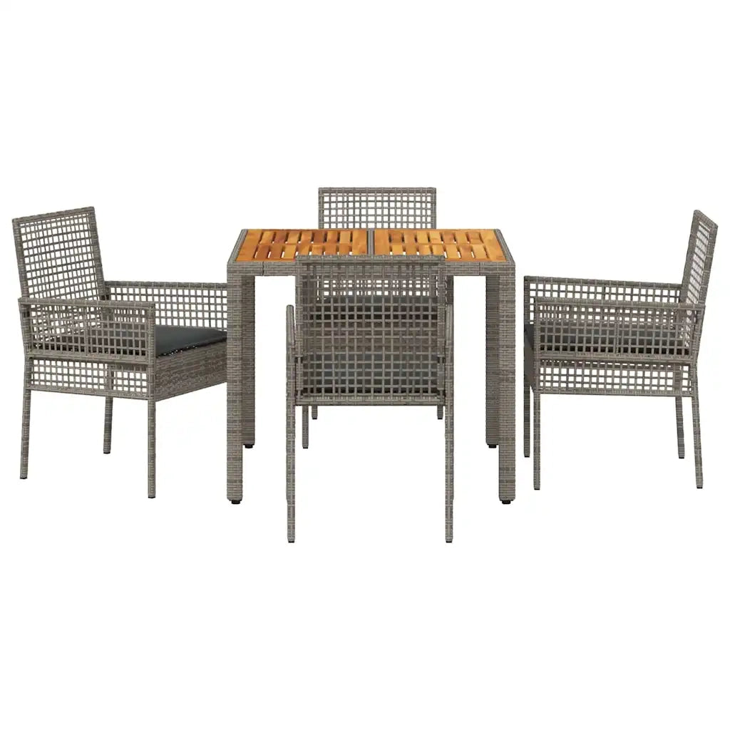 Set da Pranzo per Giardino 5 pcs Grigio polyrattan 3334910