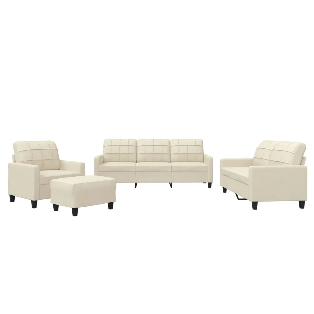 Set di Divani 4 pz con Cuscini crema in Similpelle 3201344
