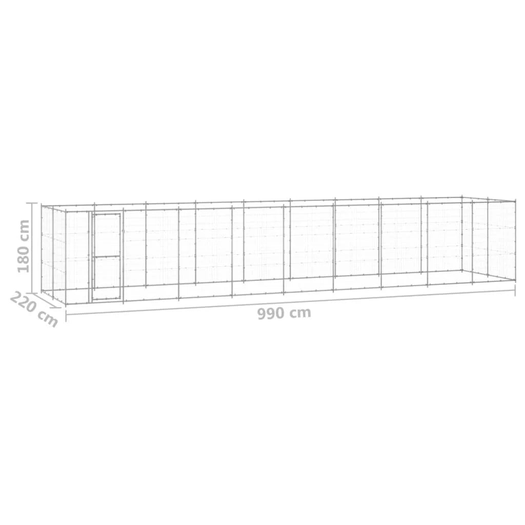 Cuccia da esterno gabbia recinto per animali box esterno per cani in acciaio zincato 21,78 m² 02_0000413