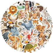 Etichette in vinile - Stickers animali riciclabili - Ecosostenibili - 100 pezzi - Etichette impermeabili - Decorazioni per laptop, chitarra, frigorifero