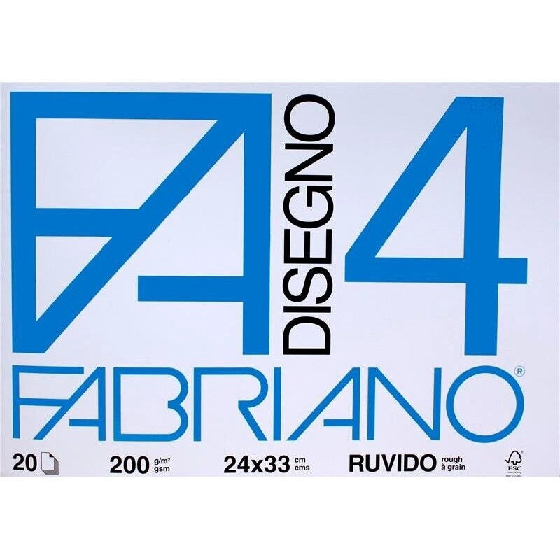 FABRIANO BLOCCO DISEGNO F4 24X33CM RUVIDO 20 FOGLI