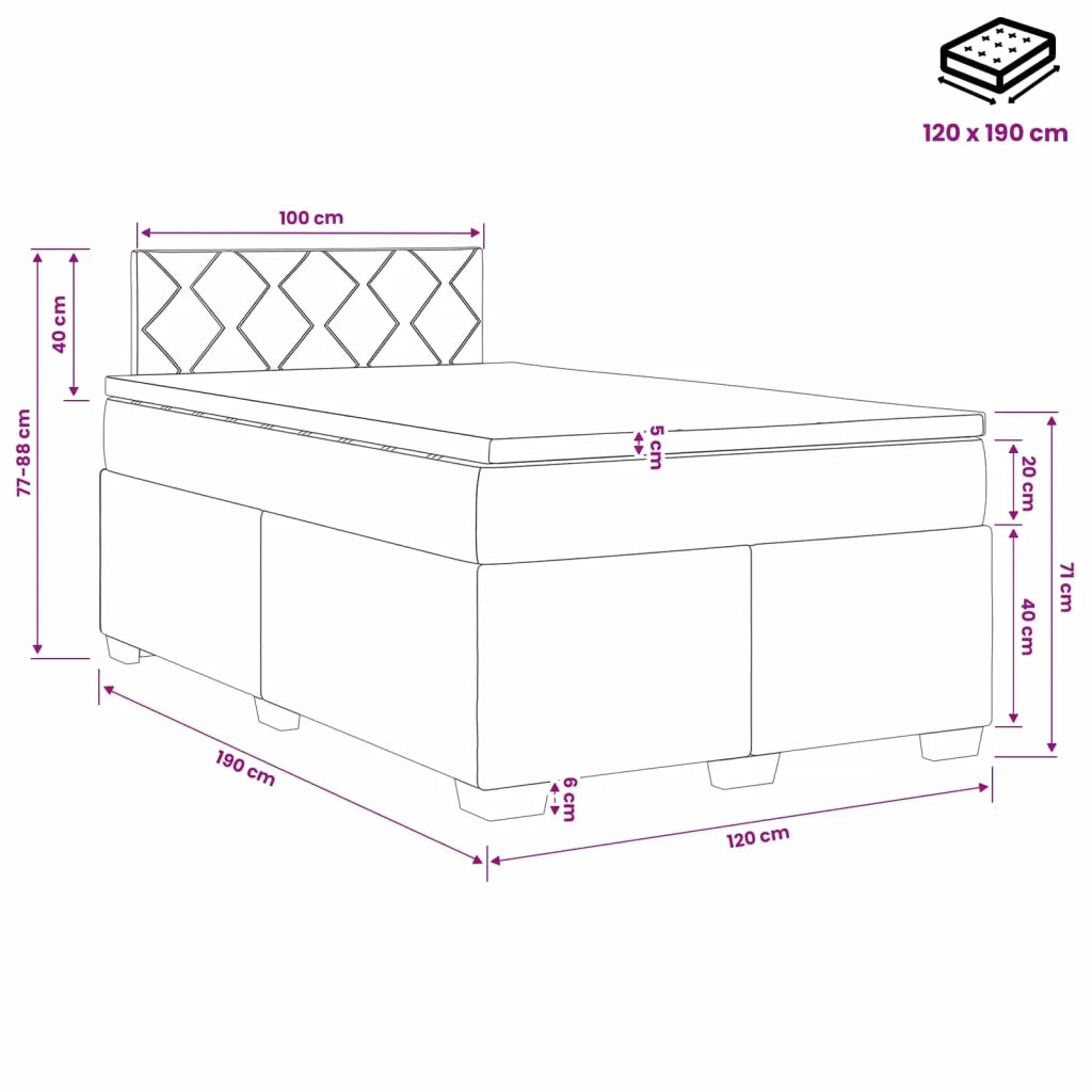 Letto box spring con materasso Crema 120 x 190 cm Tessuto 3450444