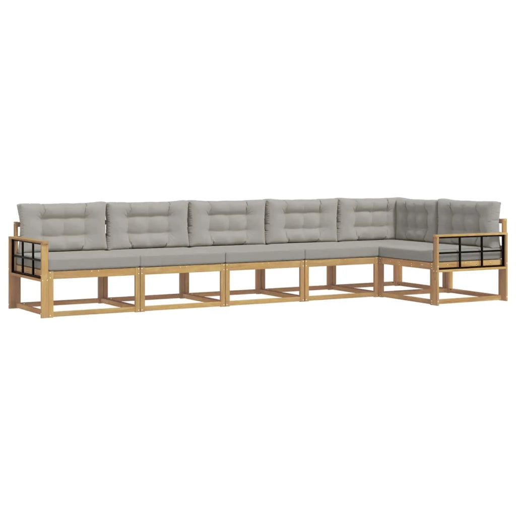 Set di divani da esterno 4 pz Bianco e Grigio Chiaro Poliestere 3386525