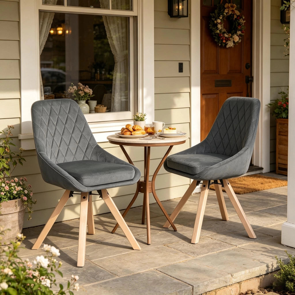 SEDIA GIREVOLE 360° 41x40x84 cm Velluto Grigio Scuro Set da 2 pezzi