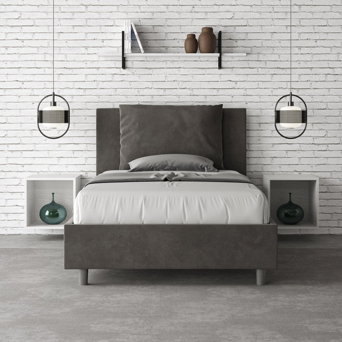 Letto 1 Piazza e Mezzo 110x190 cm con Rete e Contenitore Antea Grigio