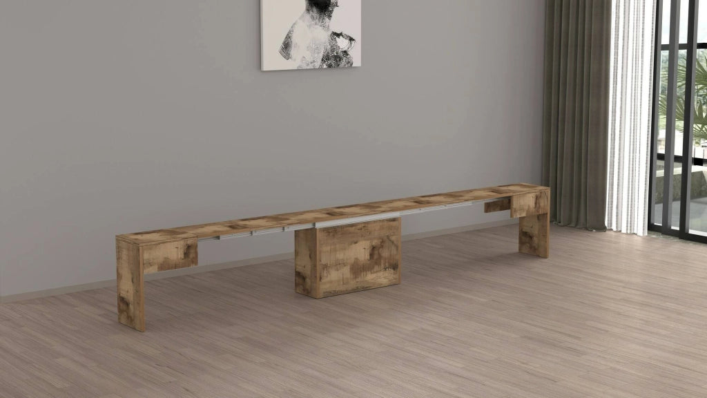 Panca Yutu, Seduta per tavolo da pranzo, Panca singola allungabile, 290x25h45 cm, Acero