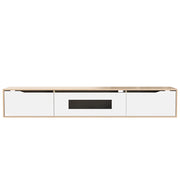 Armadio TV con illuminazione LED a colori - Xylo - Bianco lucido e colore legno