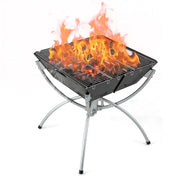 Braciere pieghevole da esterno 45 x 45 x 49 cm 3 in 1 facile da trasportare con i guanti atmosfera accogliente acciaio inox nero 20_0021155