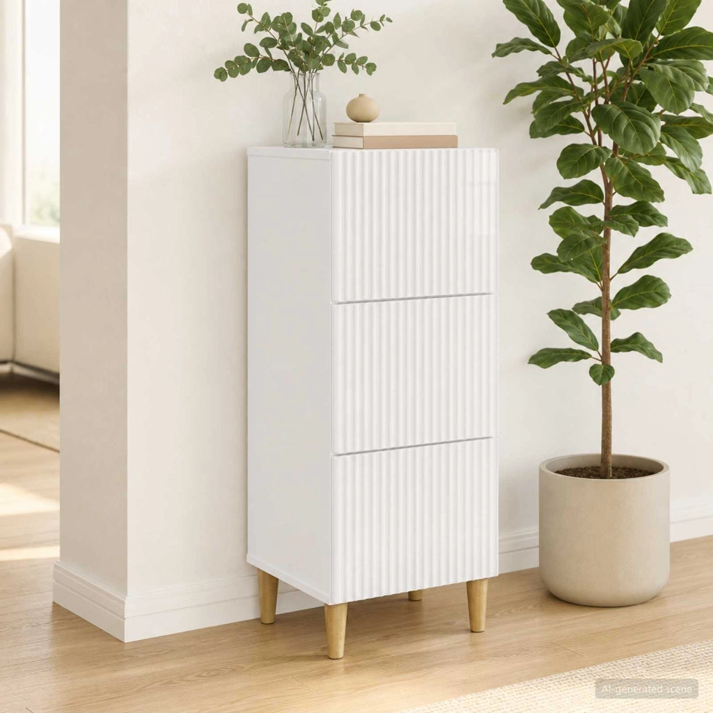 Mobile con Cassetti Bianco Lucido 33 x 34,5 x 90 cm 894619
