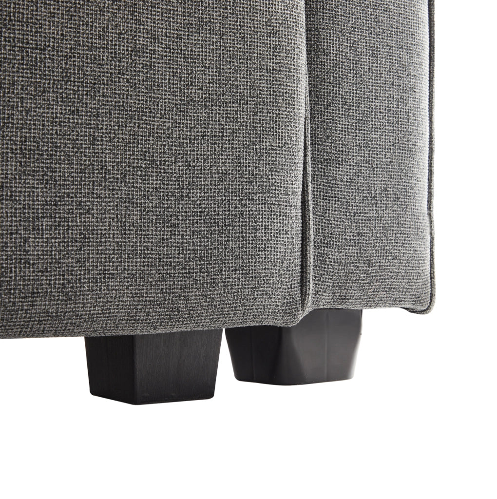 Divano 4 posti con console; 2 portabicchieri e USB; 290 × 83 × 88 cm; effetto lino grigio scuro
