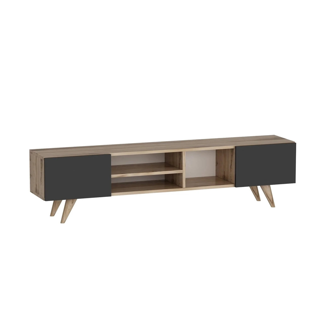 Mobile porta TV con 2 ante 40 x 160 x 31 cm effetto rovere/nero 03_0007748