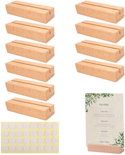 Pacco di 10 cartolai in legno, robusti supporti per menu, supporti per cartolina, supporti per cartolina di auguri, per ristoranti, matrimoni, cene e feste con 32 etichette adesive doppie da 10 pezzi.